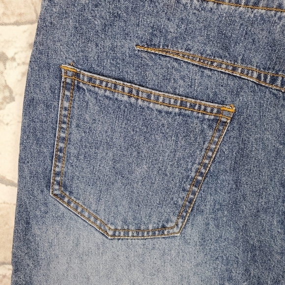Vintage Midi Denim  Skirt 13 Blue Fade Front Slit Cotton Ginny Coastal Festival - Picture 8 of 10